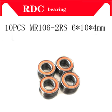 10pcs ABEC-3 MR106-2RS MR106RS MR106 2RS MR106 RS 6X10X3 mm Rubber Orange sealed Miniature High-quality Deep groove ball bearing 2024 - buy cheap