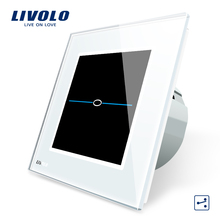 Livolo EU Standard,  220-250VVL-C701S-31, White Crystal Glass Panel, 1 Gang 2 Way  Wall Light Touch Screen Switch+LED Indicator 2024 - купить недорого