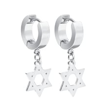 1 Pair Hexagram Pendant Earrings for Men Women Hoop Drop Star Earrings Stainless Steel Ear Piercing Jewelry Dangle Earring 2024 - buy cheap