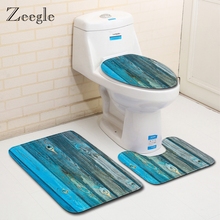 Zeegle Anti-slip Bath Mat Bathroom Carpet Flannel Mats For Toilet Bathroom Floor Mats Wood Printed 3pcs/set Bathroom Rug 2024 - buy cheap