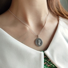 925 Sterling Silver Retro Sixpence Goddess Coin Pendant Necklace Braided Antique Silver Ball Bead Chain Elizabeth Necklaces S925 2024 - buy cheap