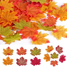 Folhas de bordo artificiais de simulação, novas folhas decorativas de bordo de outono falsas para decoração de casa e festa de casamento 100 flash 2024 - compre barato