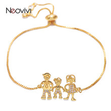 Neovivi Dad Mom Boy Family Charm Bracelets Pave Cubic Zirconia Adjustable Chain Bracelet for Women Men Children Birthday Gifts 2024 - buy cheap