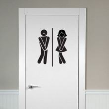 Знак для туалета, настенные дверные наклейки, декор для ванной, виниловые настенные стикеры s для офиса, мужчин и женщин, знак, наклейка, обои G474 2024 - купить недорого