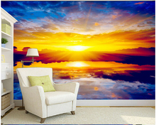 Custom paper DE parede 3d, large murals sunset scenery for the bedroom living room TV Background wall home decoration wallpaper 2024 - buy cheap