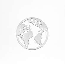 Stainless Steel World Map Pendant Charms For Women Men Round Metal Globe Pendant for Necklace Jewelry Making DIY Wholesale 50pcs 2024 - buy cheap