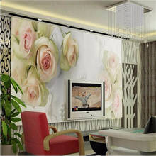 Обои beibehang для гостиной, 3D напольное покрытие, стерео, большие фрески, роза, диван, спальня, Настенные обои для стен, 3d обои 2024 - купить недорого