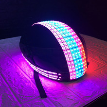 Ec87 fantasia masculina robô dj com luz led, capacete de festa brilhante, roupas de cabeça brilhante, dançarinas 2024 - compre barato