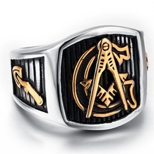 Personality fashion Masonic Ring tide restoring ancient ways male titanium steel ring 2024 - buy cheap