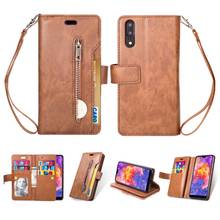 Haissky PU Leather case for Huawei P20 Lite Zipper Wallet Leather Case For Huawei P20 P20 Pro Wallet Stand Flip Cover Coque 2024 - buy cheap