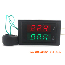 Voltímetro e amperímetro digital ac 80-300v 0-100a, detector medidor de voltagem, com tela de led, frete grátis 2024 - compre barato