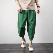 M-5XL Plus Size Men Linen Trousers Calf-Length Plaid Color Casual Three Quarter Summer Pants Elastic Waist Crop Trousers XXXXXL 2024 - buy cheap