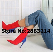 Primavera Otoño de retales con cremallera Roma diseñado mujer Botines zapatos Sexy vestido Stiletto tacones altos botas zapatos de mujer más talla 42 2024 - compra barato