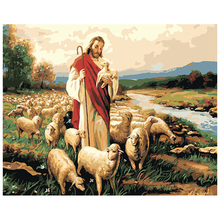 Painting By Numbers DIY Dropshipping 40x50 50x65cm Jesus and Lamb Oil Painting Figure Canvas Wedding Decoration Art picture Gift 2024 - buy cheap