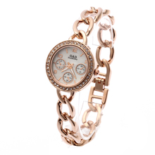G & D-Relojes de pulsera de cuarzo de oro rosa para mujer, de acero inoxidable, con diamantes de imitación, de lujo, para vestir, regalos 2024 - compra barato