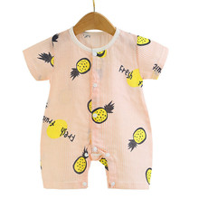 Летняя одежда для маленьких девочек, комбинезоны для новорожденных, хлопковый комбинезон с коротким рукавом и принтом для мальчиков, костюм 2024 - купить недорого