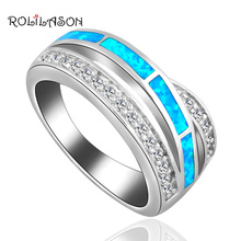  CZ Rings for Women Blue Fire Opal silver color Stamped Party  Jewelry Cheap Rings for Women USA Sz #6#7#8#9 OR813 2024 - buy cheap
