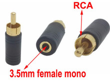 Adaptador de conector de extensão de áudio, conector macho banhado a ouro de 3.5mm mono jack para plug av rca com 10 peças 2024 - compre barato