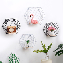 Creative simple wall hemp rope partition wall hanging ins wall hexagonal wrought iron grid shelf shelf decoration 2024 - buy cheap