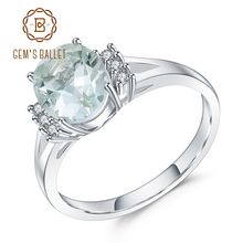 Женское кольцо с камнем GEM'S BALLET, обручальное кольцо из чистого серебра 925 пробы с овальным натуральным зеленым прасиолитом, 1,78ct 2024 - купить недорого