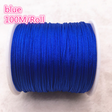 100 м/рулон 0,8 мм синий нейлоновый шнур нить китайский узел макраме шнур браслет плетеная веревка поделки из бисера нить #00H 2024 - купить недорого