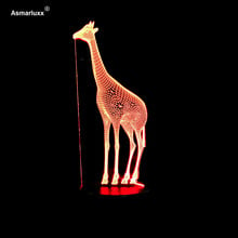 Lámpara de escritorio de jirafa 3D, luz de ilusión de animales de dibujos animados, LED increíble para bebé, lámpara de alimentación USB para iluminación de decoración de habitación de niños 2024 - compra barato