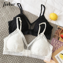 Jielur Sexy Mesh Lace Bras Chest Pad Solid Color Female Bralette White Black Tops Casual Fashion Ladies Lingerie BH Bra 2024 - buy cheap