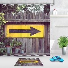 Road Sign on Rustic Wooden Fence Shower Curtain And Bath Mat Set Vintage Bathroom Waterproof Polyester Fabric For Bathtub Decor 2024 - buy cheap