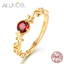 Женское кольцо ALLNOEL, цельное кольцо из стерлингового серебра 925 пробы, 100% натуральный мозамбический гранат, драгоценный камень, винтажный свадебный цветок, кольцо на палец, набор, Новинка 2024 - купить недорого
