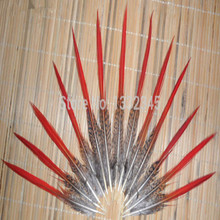 50 шт./лот новые золотые фазаньи с красным кончиком хвостовые перья 20-25 см 8-10 дюймов длинные для рукоделия 2024 - купить недорого