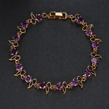 Pulseira de cristal roxo colorida tendência gargantilha corrente de cobre novo design bracelete cúbico zdiscreia para shows e festas 2024 - compre barato