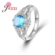 Vintage Hot Sale Round Sparking CZ Stone For Sweet Woman Girls Birthday Gift Gorgeous Halo 925 Sterling Silver Finger Ring 2024 - buy cheap