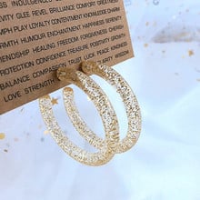 UJBOX Korean Big Geometric Statement Hoop Earrings For Women OL Style Circle Glitter Clear Resin Earrings Factory Price E266 2024 - купить недорого