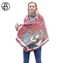 FS Winter Cashmere Brand Scarf Women Wrap Shawl Flower Print Ethnic Warm Luxury Wool Long Scarves Ladies Echarpe Femme Pashmina 2024 - buy cheap