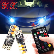 1 set New T10 W5W Led Car Signal Lamp Lights RGB T10 LED 194 168 Bulb Remote Width Interior Lighting Source Car Accessories 2024 - buy cheap