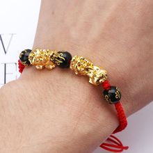 JAVRICK-pulsera de Budismo de seis palabras, brazalete de oro Pi Xiu Kabbalah cordel rojo, protección contra el mal de ojo 2024 - compra barato