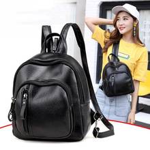 Waterproof PU Leather Fashion Backpack Women School Bags for Teenage Girl Mini Backpack Shoulder Bag Portable Bagpack Black #920 2024 - buy cheap