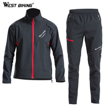 Conjunto de ciclismo west biking, jaqueta masculina corta-vento de inverno e mtb, roupa de ciclismo com camisa de flanela 2024 - compre barato
