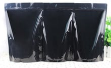 Bolsas de embalaje de papel de aluminio negro brillante con cremallera, bolsa de regalo para té en polvo, comida, fiesta, 18x30cm,20x30cm, 240MIC, 50 unids/lote 2024 - compra barato