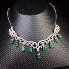 Natural emerald necklace 925 Silver and white chain A precious emerald necklace An engagement proposal gift. 2024 - buy cheap