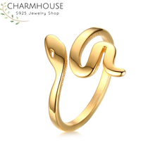 Pure Yellow Gold Color Rings For Women Hip Hop Snake Ring Bague Femme Anillos Bridal Jewelry Accessories Party Gifts Bijoux 2024 - buy cheap