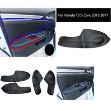SRXTZM 4 шт. Автомобильный интерьер искусственная кожа дверь подлокотник панель крышка водонепроницаемый корпус поверхность аксессуары отделка для Honda Civic 2016 2017 2024 - купить недорого