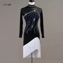 Vestido de baile latino CACARE, venta de vestido latino de salsa, vestidos de competición, promoción D0952, manga de malla con diamantes de imitación 2024 - compra barato