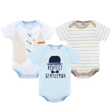 2020 Newborn Baby Boys Bodysuits 3 pcs/set Gentleman Design Cotton Summer Boy Clothes 0-12 months Infant Clothing 2024 - buy cheap