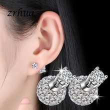 ZRHUA-pendientes de plata fina con diamantes de imitación para mujer, joyería de fiesta de circonia AAA +, 925 2024 - compra barato
