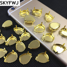 Teardrop Brass Color Claw Setting Closed Back for Droplet Pointback Rhinestone 4 Holes 8x13,10x14,13x18,18x25,20x30,30x40mm 2024 - buy cheap