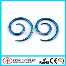 Blue Titanium Anodized Spiral Plug  Ear Piercing Jewelry 1.0mm-3mm  Lot of 30pcs 2024 - buy cheap