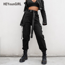 HEYounGIRL Streetwear Cargo Pants Women Casual Joggers Black High Waist Loose Female Trousers Korean Style Ladies Pants Capri 2024 - купить недорого