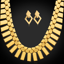 Conjunto de joyería africana, collar geométrico, Gargantilla con borlas, juego de pendientes para mujeres, conjuntos de joyería de Color dorado, NE351 2024 - compra barato