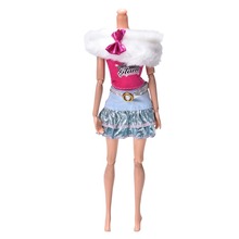 1 комплект, юбка, бак с меховым воротником, костюмы ручной работы для кукол Барби, одежда для девочек, игрушки, подарки 2024 - купить недорого